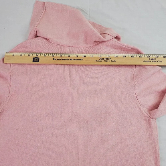 Vintage Orvis Cardigan Women Medium Pink Knit Sweater Sailor Flap Collar Minimal - Picture 12 of 16